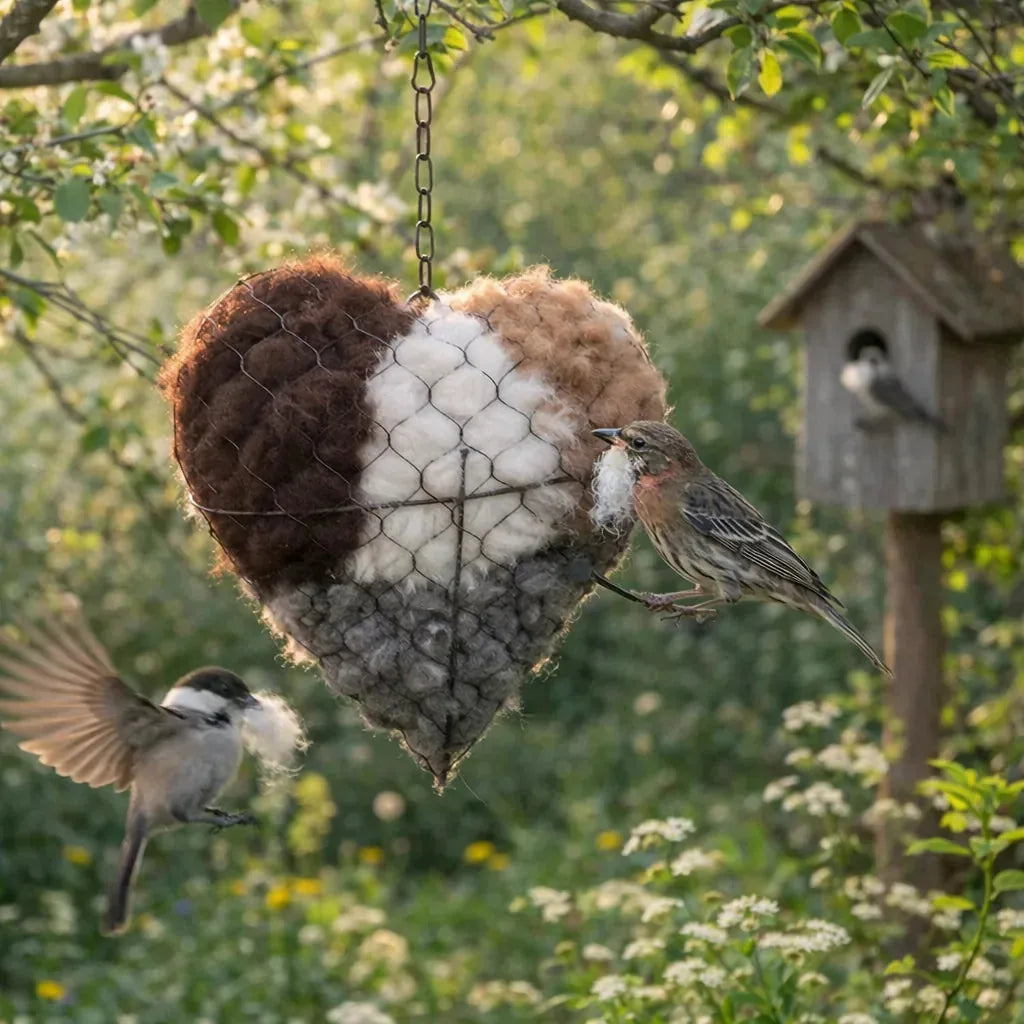 Handmade Alpaca Fiber Bird Nesting Heart