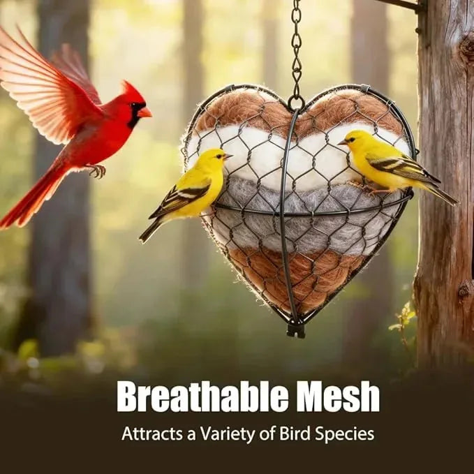 Handmade Alpaca Fiber Bird Nesting Heart
