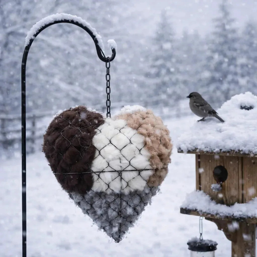 Handmade Alpaca Fiber Bird Nesting Heart