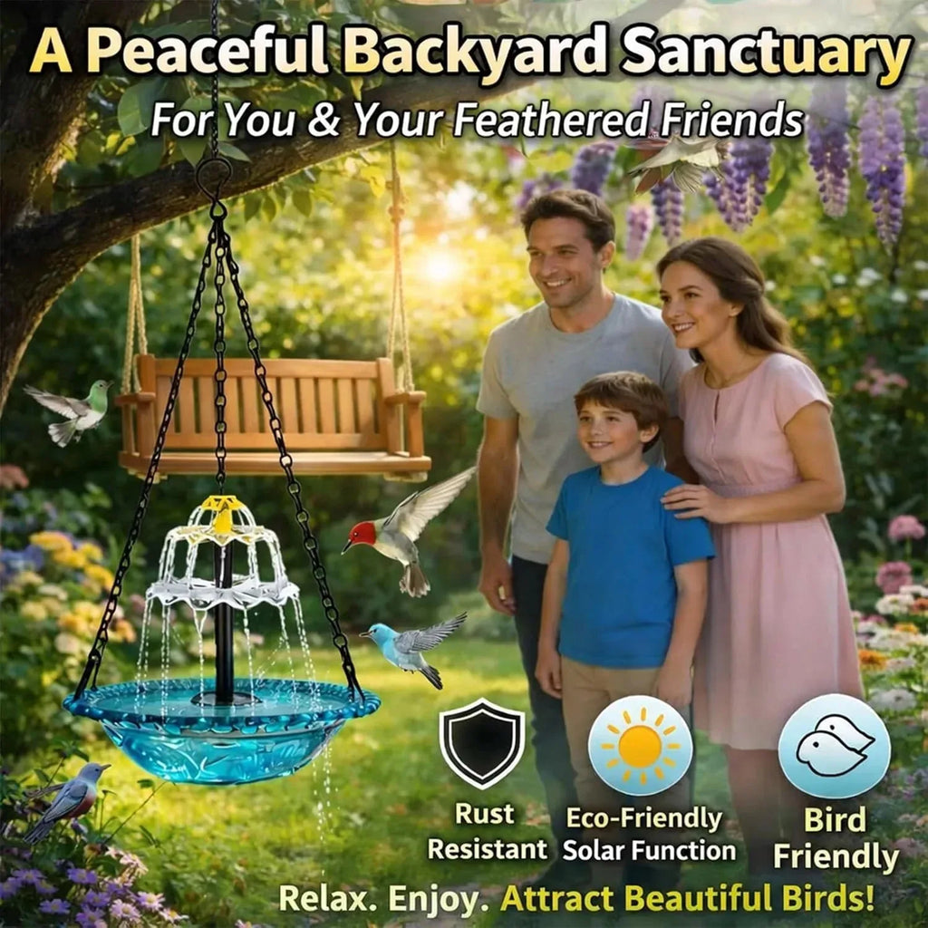 1Solar Cascade Hanging Bird Bath Fountain
