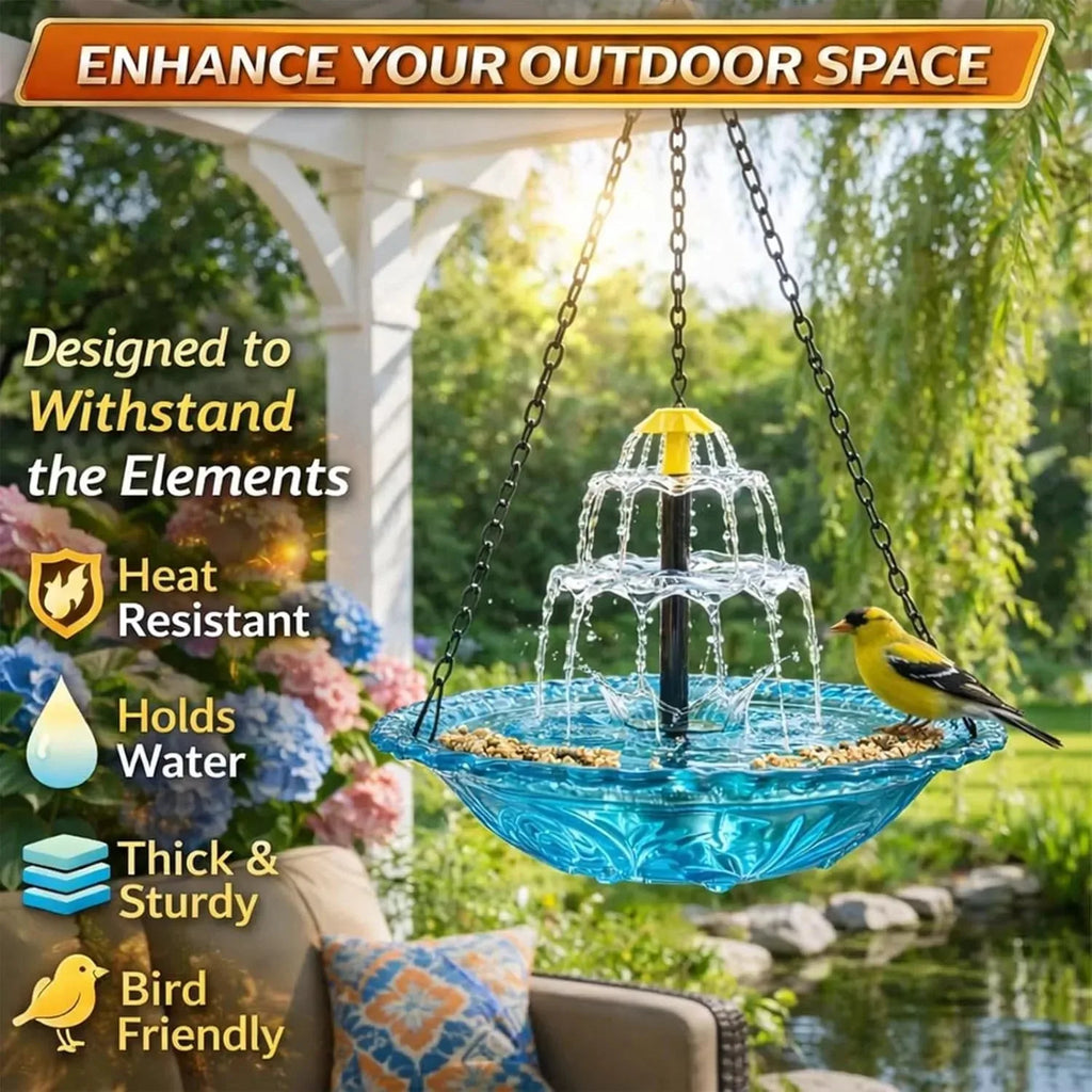 1Solar Cascade Hanging Bird Bath Fountain
