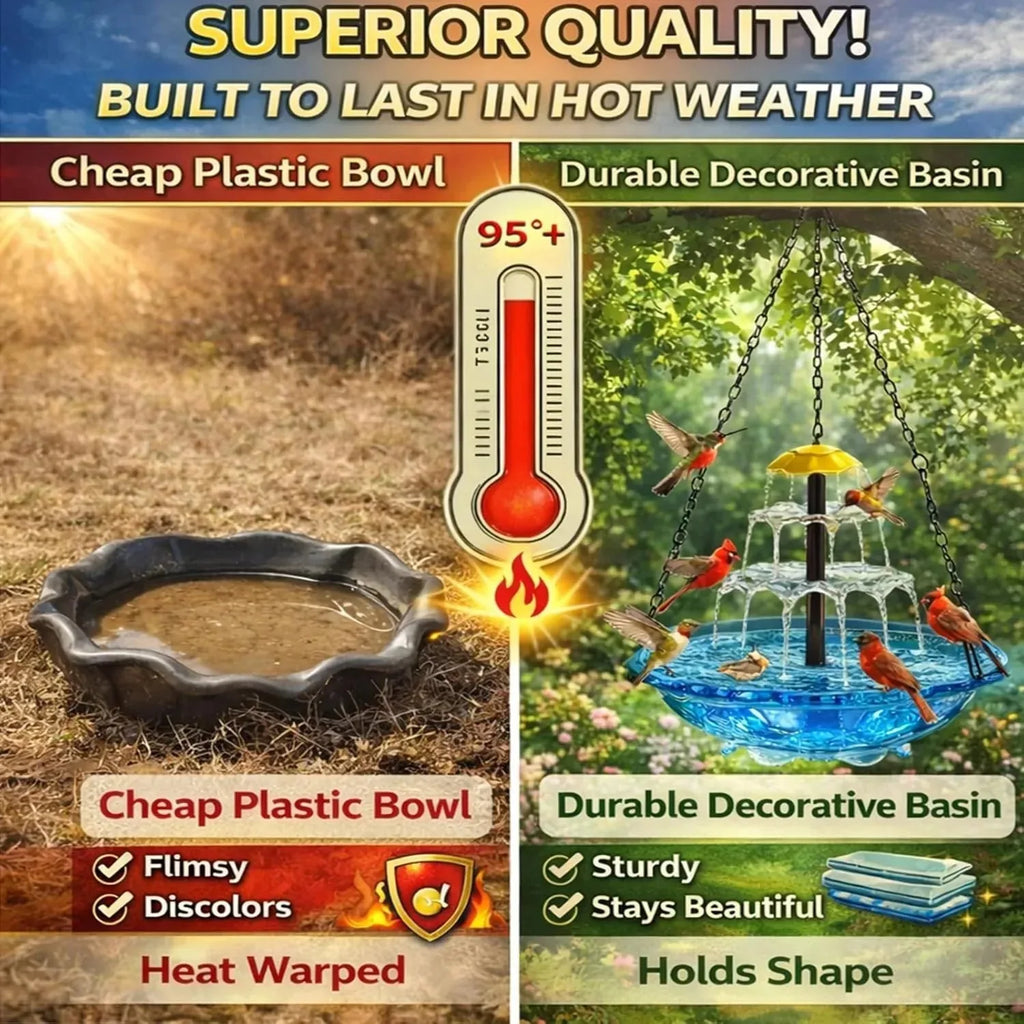 1Solar Cascade Hanging Bird Bath Fountain