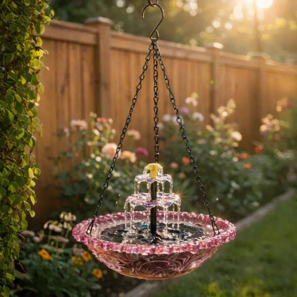1Solar Cascade Hanging Bird Bath Fountain