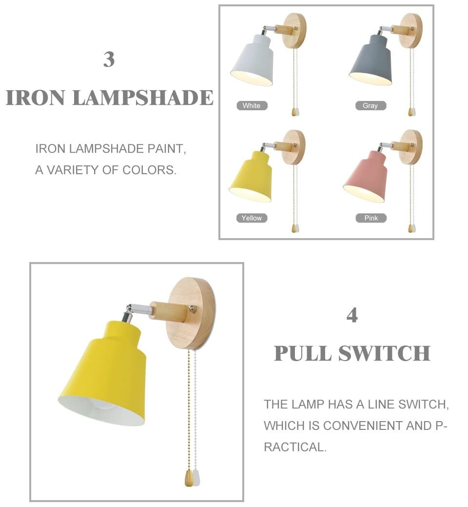 Siopsrl| Rotatable Collin Wall Light with Pull Chain Switch
