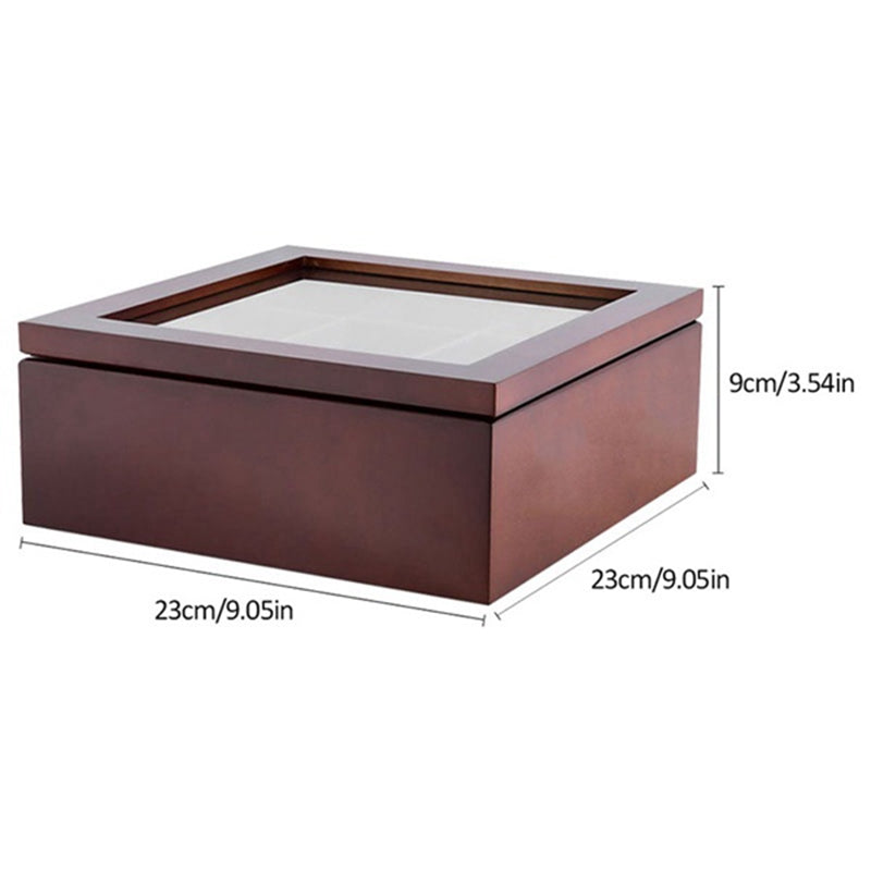 Siopsrl| Large Grid Caddy Wood Tea Storage Box