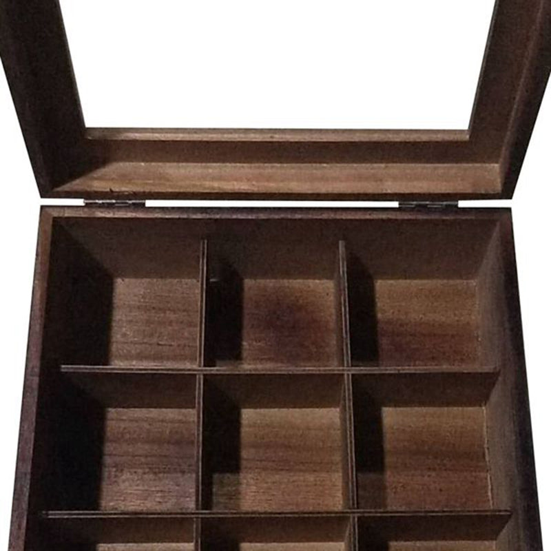 Siopsrl| Large Grid Caddy Wood Tea Storage Box