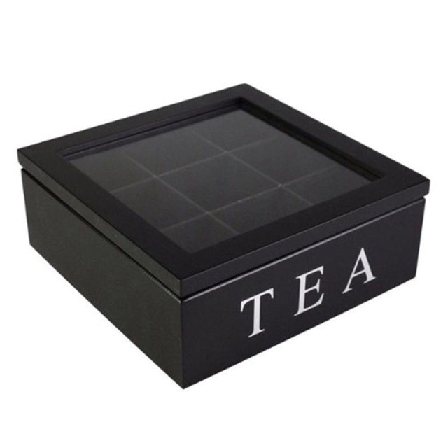 Siopsrl| Large Grid Caddy Wood Tea Storage Box