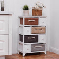 Siopsrl| Wooden 4 Drawer 4 Woven Basket Storage Cabinet
