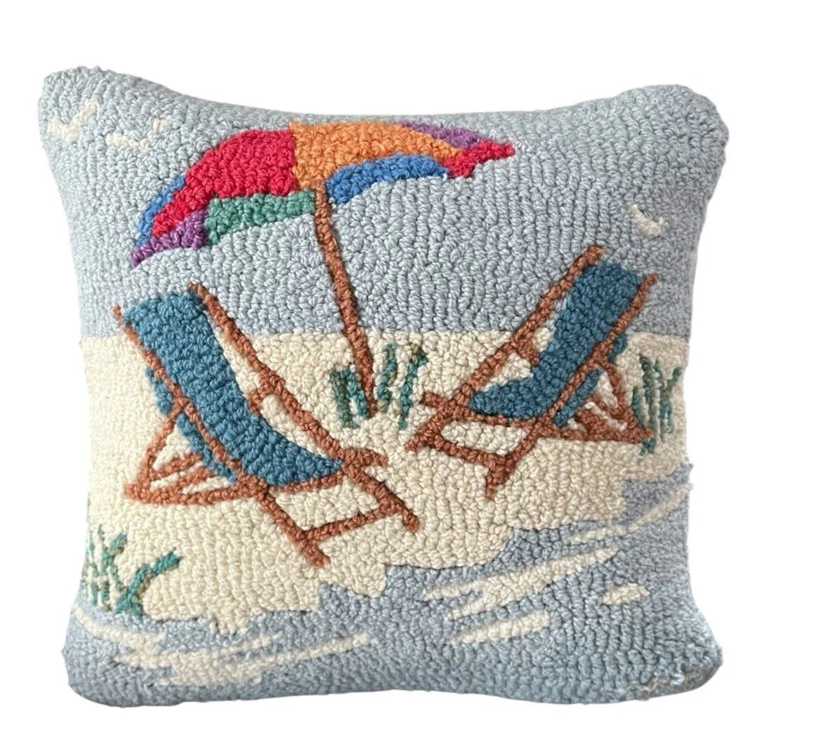 Beach Chairs Pillow 18 x 18"