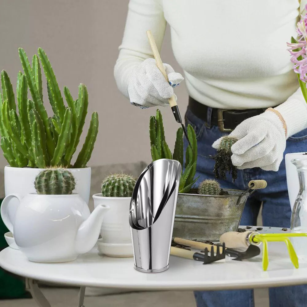 Siopsrl| Stainless Steel Scoop for Potting Soil – Robust Planting Scoop for Garden and Balcony