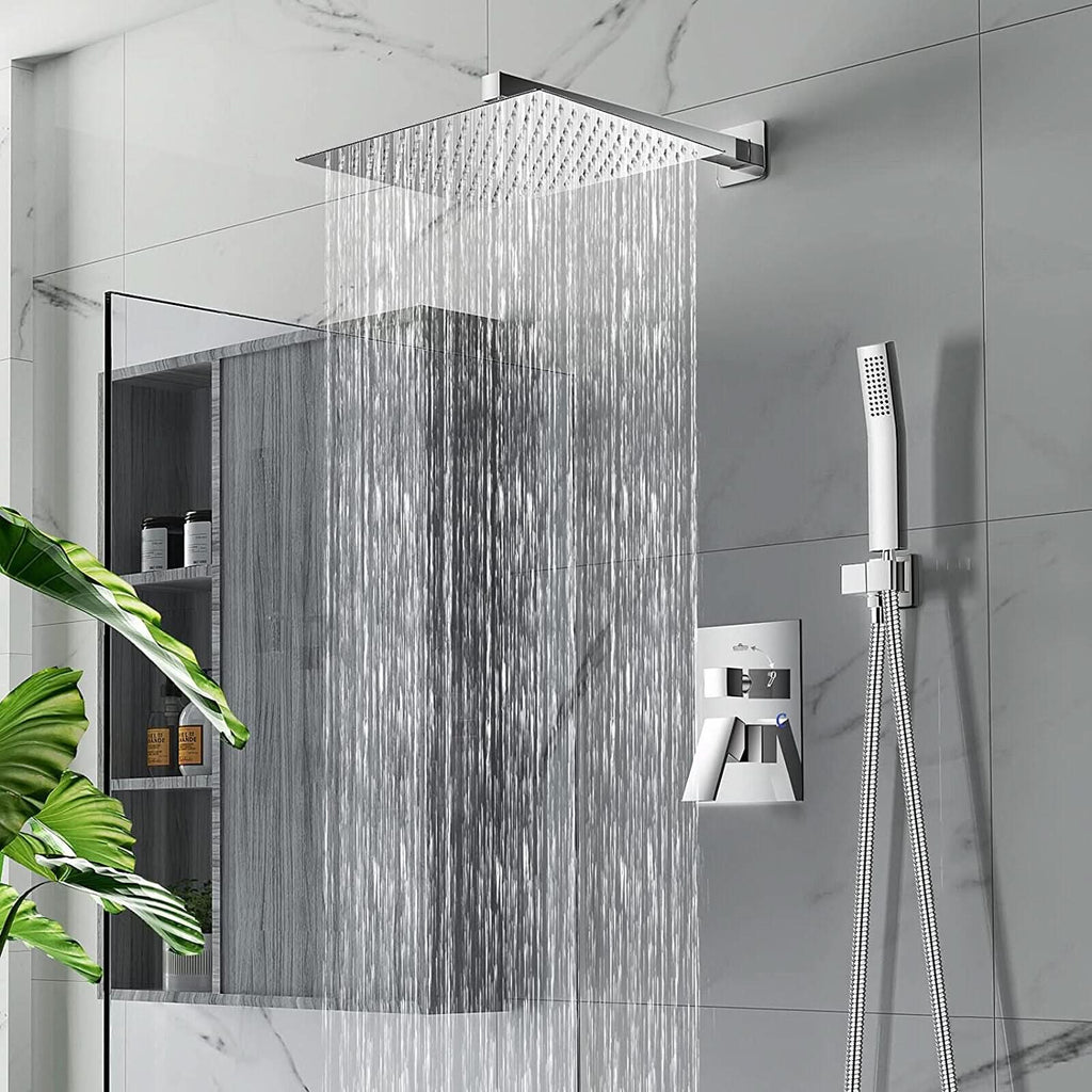 Siopsrl| Wall-Mounted Rainfall Shower Head with Adjustable Arm and Hose