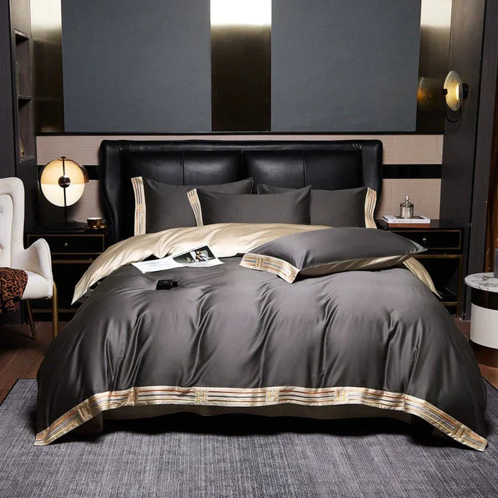 Siopsrl| Satin Cotton Embroidered Bedding Set - Luxora