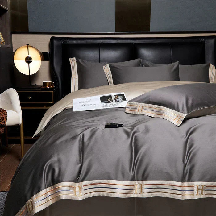 Siopsrl| Satin Cotton Embroidered Bedding Set - Luxora