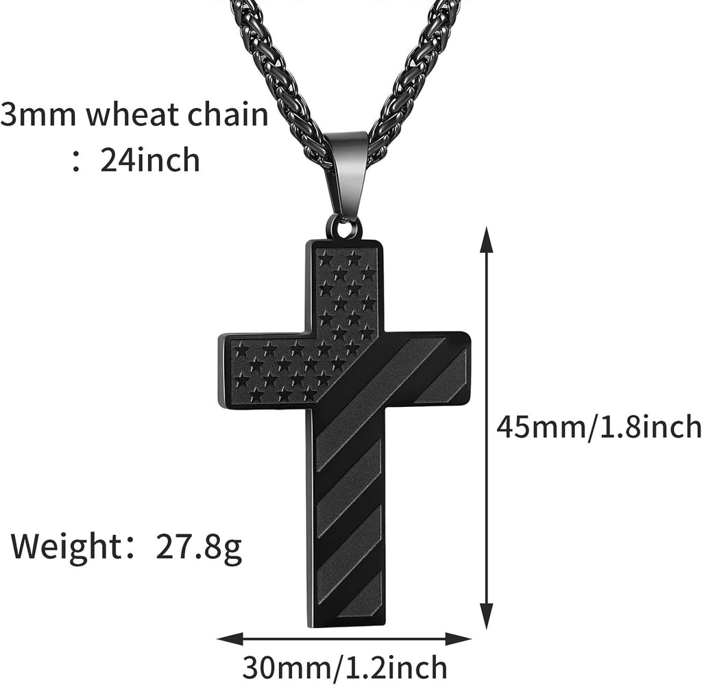 IronPride Cross American Flag Cross Necklace