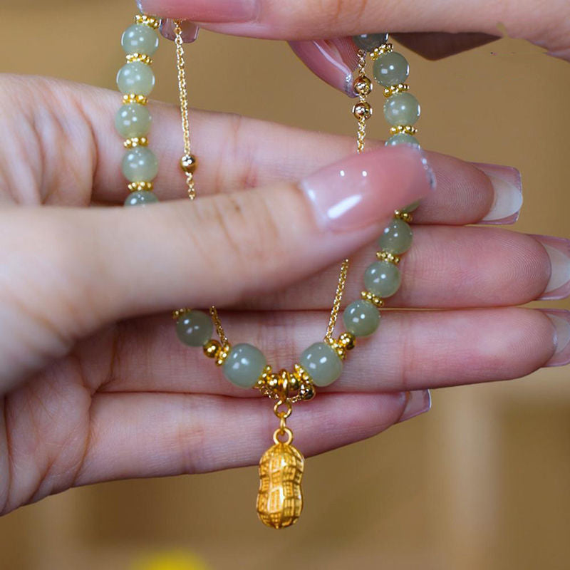 Double Chain Natural Jade Bracelet