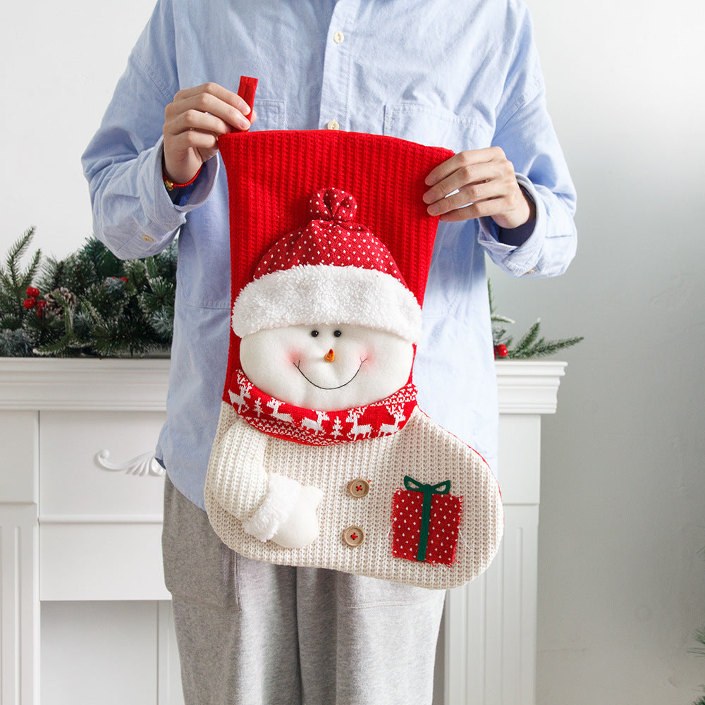 Large Knitted Christmas Stocking Gift Bag