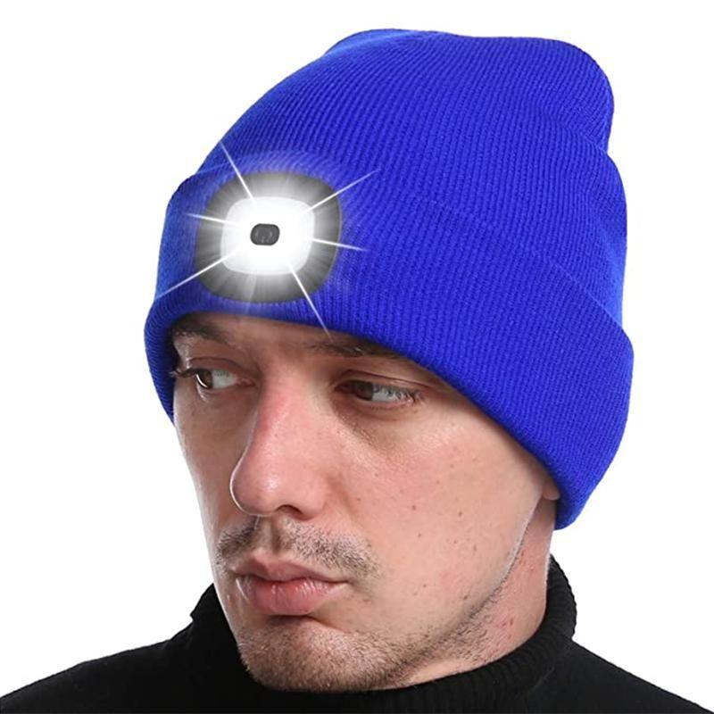 Unisex Winter Warm Knit Hat Head Torch Cap