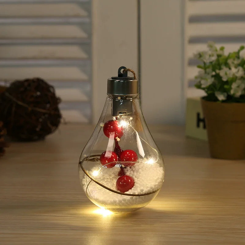 Lunivera | LED Deco Light | Transparent with Leaf Globe | Warm White Sparkle | For Christmas, Wedding & Party