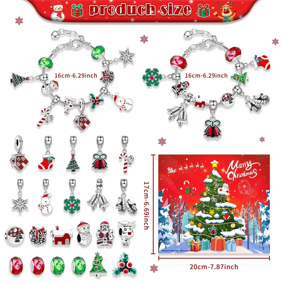 JoyCraft Adventskalender Giftbox 2025 – 24-daagse DIY kalender voor meisjes met sneeuwman & kerstman