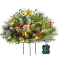 Christmas Urn Filler with LED Lights | 18" Realistic Pine Arrangement | Indoor/Outdoor Decor