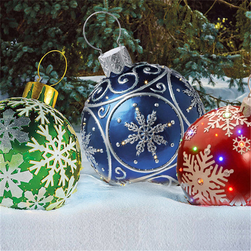 Inflatable Christmas Ball Outdoor Decoration 60cm – Weather Resistant PVC Christmas Decoration