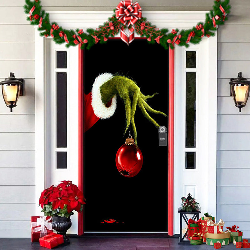 Christmas Door Cover | Fabric Front Door Decoration | Washable & Reusable | 91×203cm