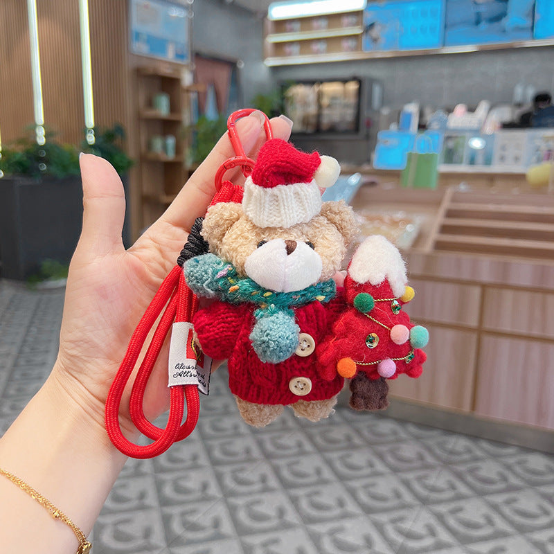 Cute Cartoon Scarf Plush Bear Keychain