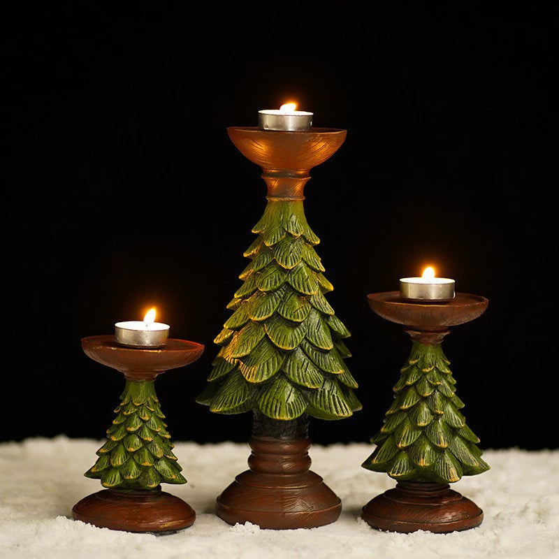 Green Cedar Christmas Tree Candle Holder Ornament