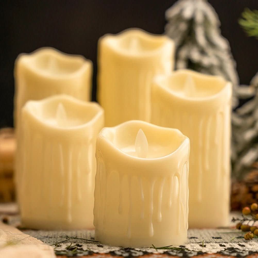 LED candles with flicker effect in ivory white
