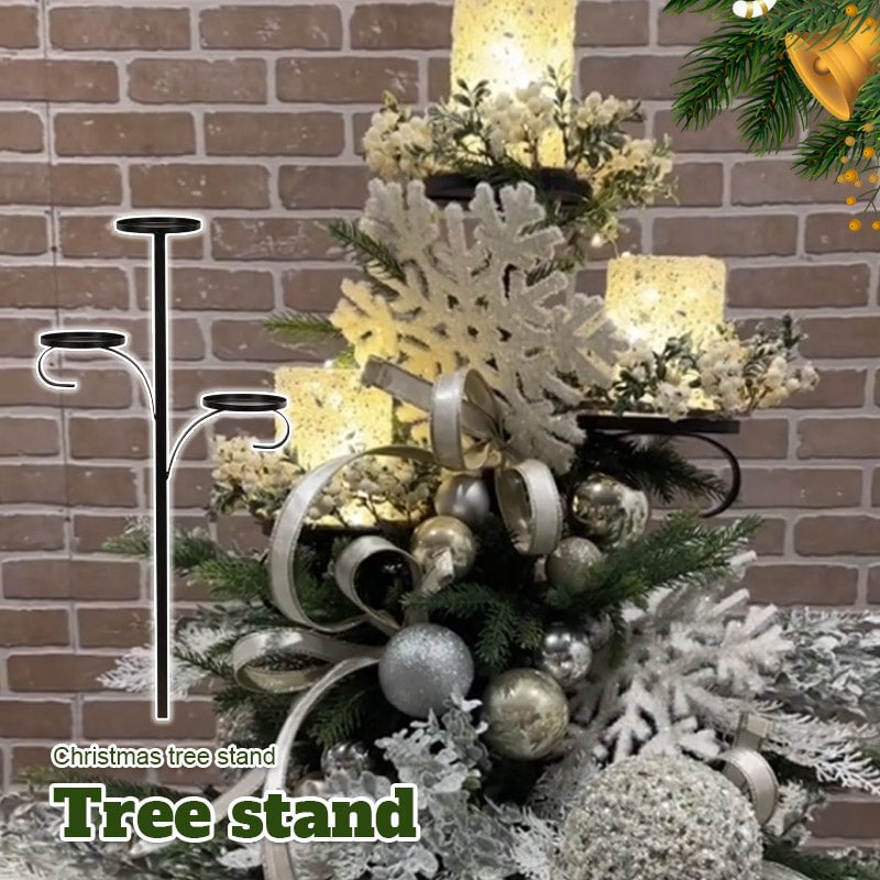 Christmas Tree Topper Shelf | 3-tier | Black | Metal