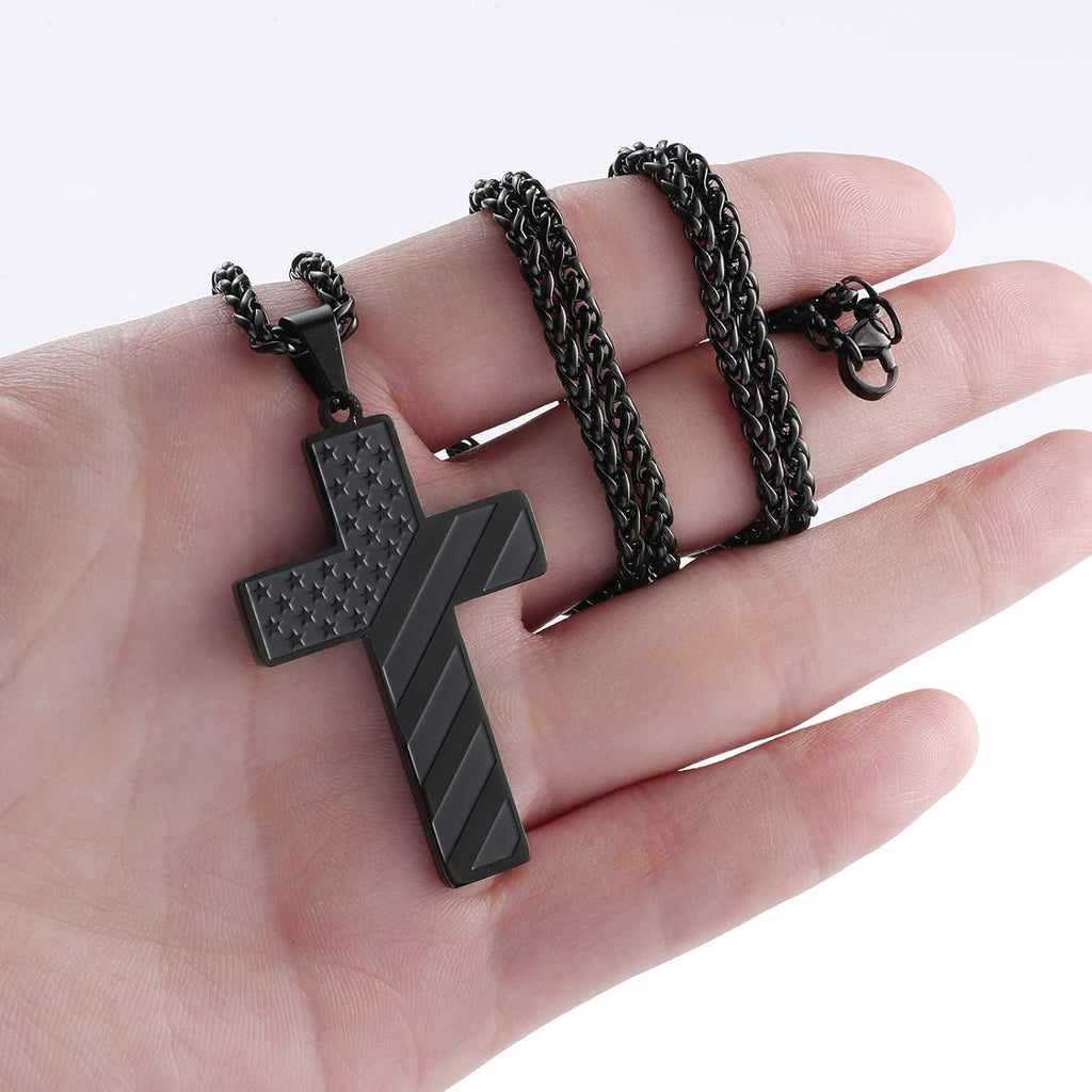 IronPride Cross American Flag Cross Necklace