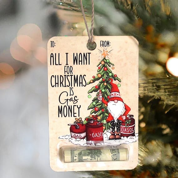 Christmas Money Holder Ornament | Wooden Hanging Decoration | Handcrafted Holiday Gift Surprise
