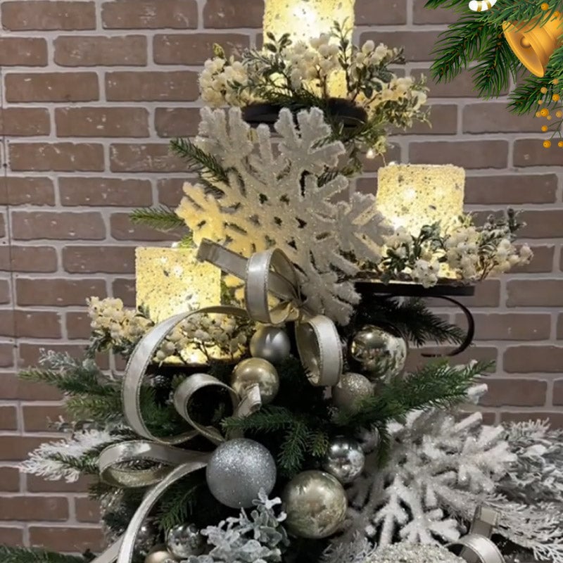 Christmas Tree Topper Shelf | 3-tier | Black | Metal