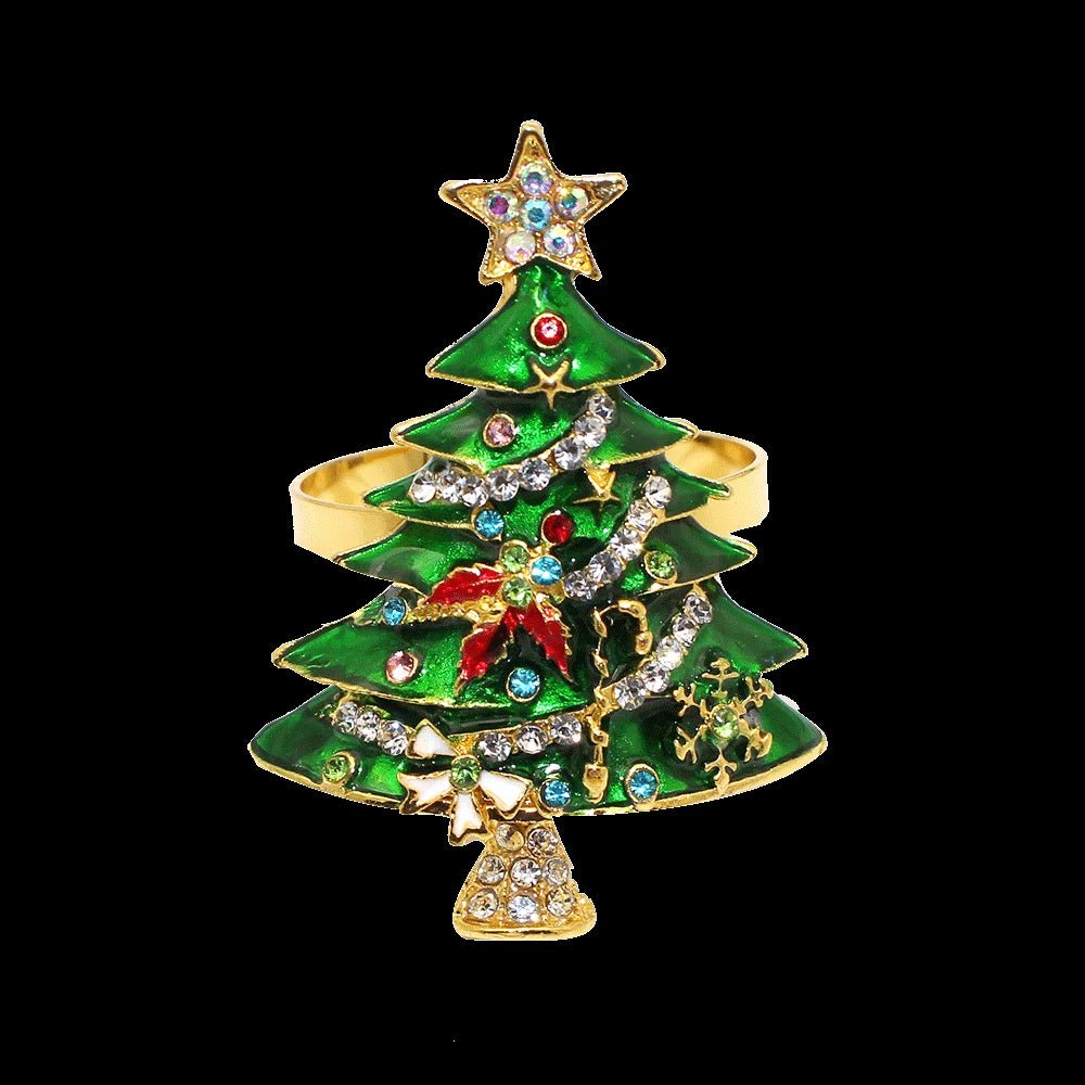 Christmas Tree Metal Napkin Rings Set- Perfect for Festive Dinners, Weddings, and Banquets