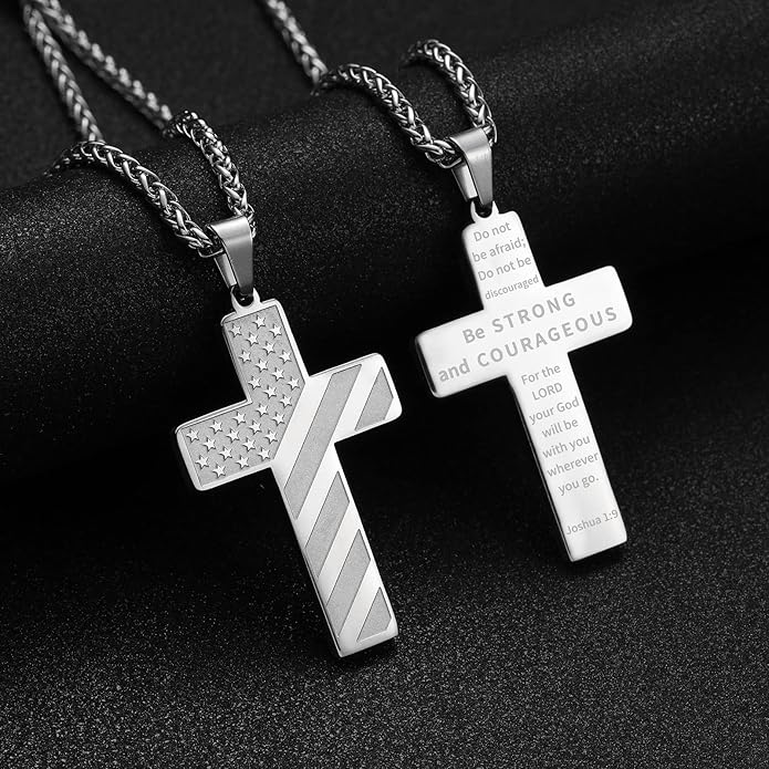 IronPride Cross American Flag Cross Necklace