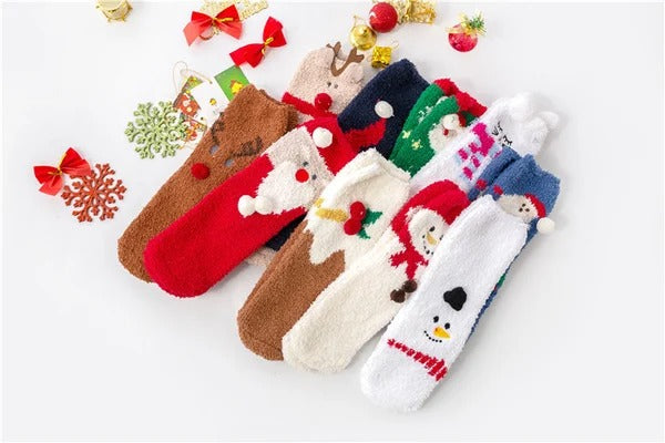 MerryFeet Cozy Christmas Socks | Plush Coral Fleece | Warm Winter Gift Box