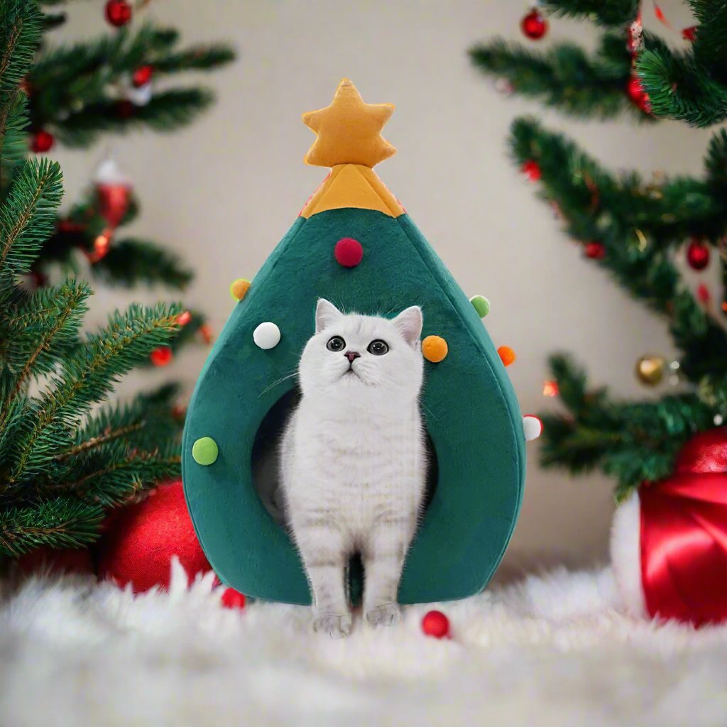 Christmas Tree Pet Bed / Tent – Warm Winter Tent for Dogs & Cats, Perfect for Holiday Comfort & Style