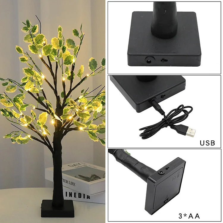 Fairy Lights LED Tree with Green Leaves