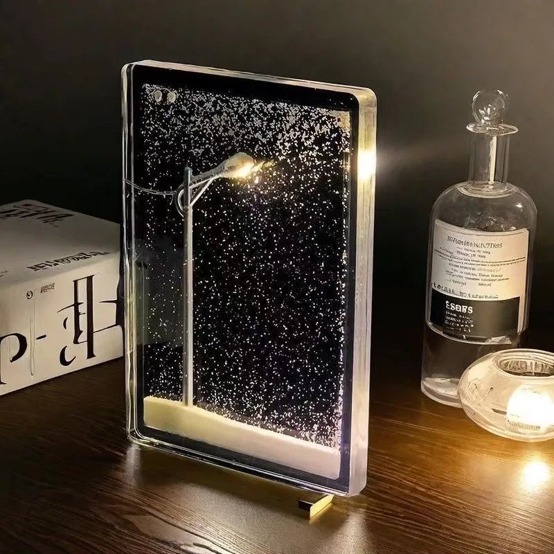 Snowy Scene Night Lights – DIY Christmas Street Lamp with Flowing Snow Effect for Magical Holiday Desktop Décor