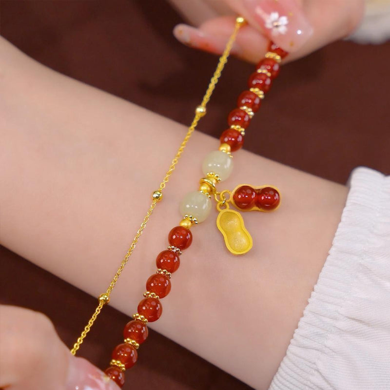 Double Chain Natural Jade Bracelet