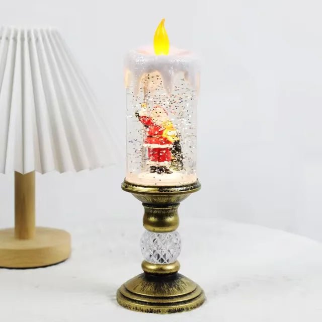 LED Christmas Candle Lights with Dreamy Snowflake Music Box