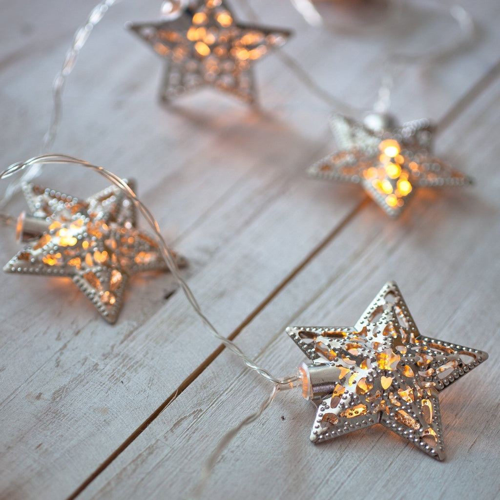 Christmas Decorations Silver Star String Lights