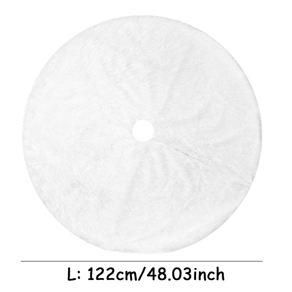 White Faux Fur Christmas Tree Skirt – Elegant Plush Carpet for Holiday Décor & New Year Charm