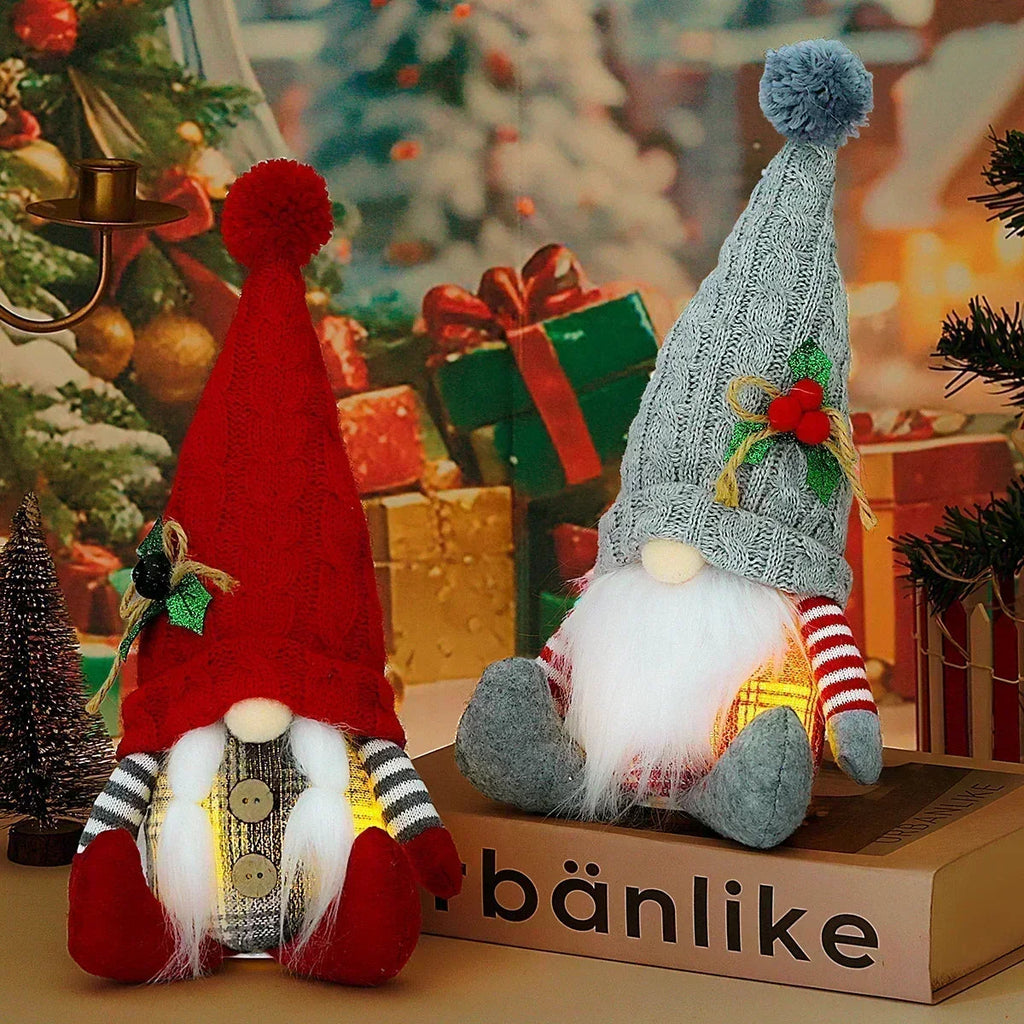 LED Christmas Gnome | Knitted Design with Night Light | Glowing Christmas Decoration | Warm & Cozy