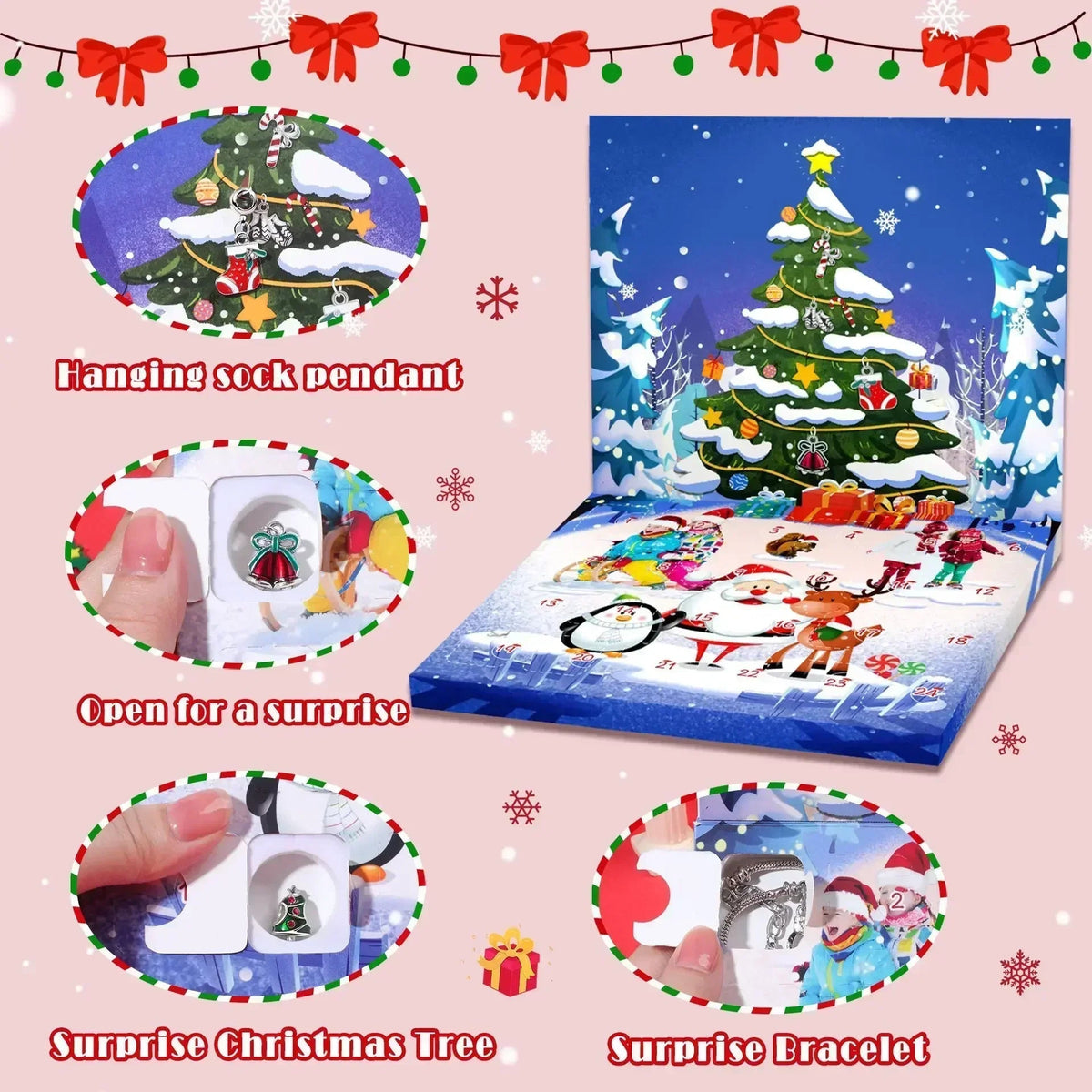 JoyCraft Adventskalender Giftbox 2025 – 24-daagse DIY kalender voor meisjes met sneeuwman & kerstman