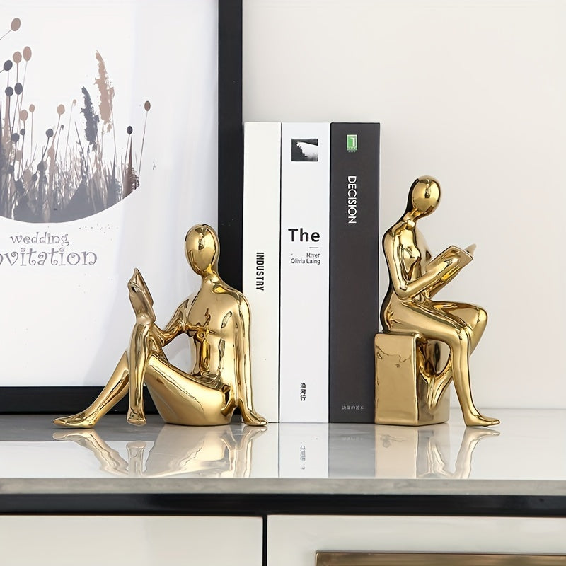 LuxeCeramic - Abstract Ceramic Bookends for Elegant Interiors