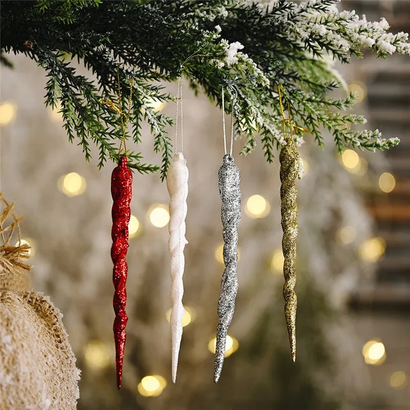Faux Icicle Christmas Ornaments Set– Winter Wonderland Tree Decorations for Parties & New Year Charm