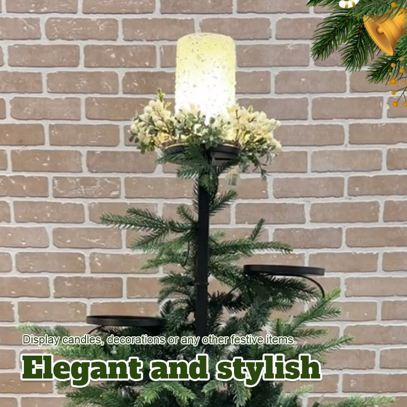Christmas Tree Topper Shelf | 3-tier | Black | Metal