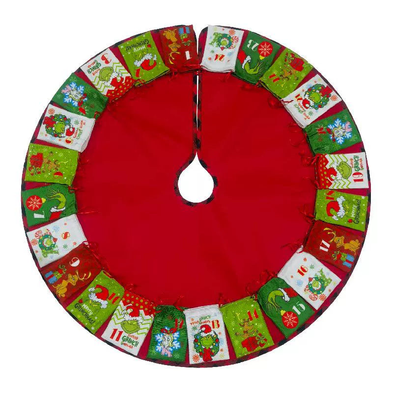 Grinch Christmas Tree Skirt Countdown Gift Bag