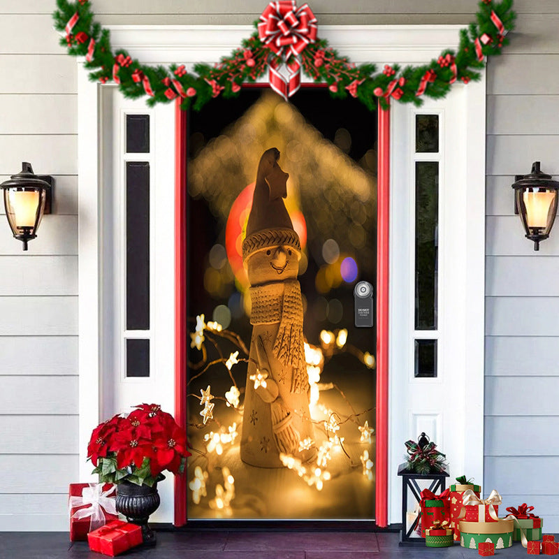 Christmas Door Cover | Fabric Front Door Decoration | Washable & Reusable | 91×203cm